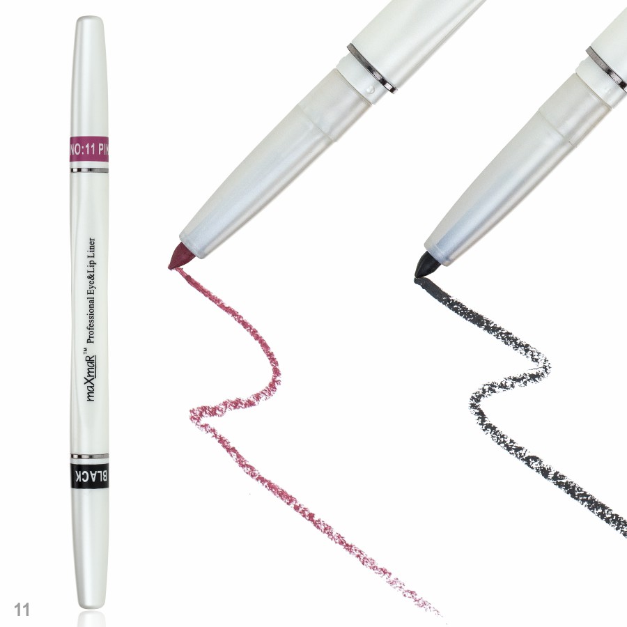 Фото Карандаши для глаз и губ maXmaR Двухсторонний механический контурный карандаш для губ art 005 № 11 Black+Pink rose