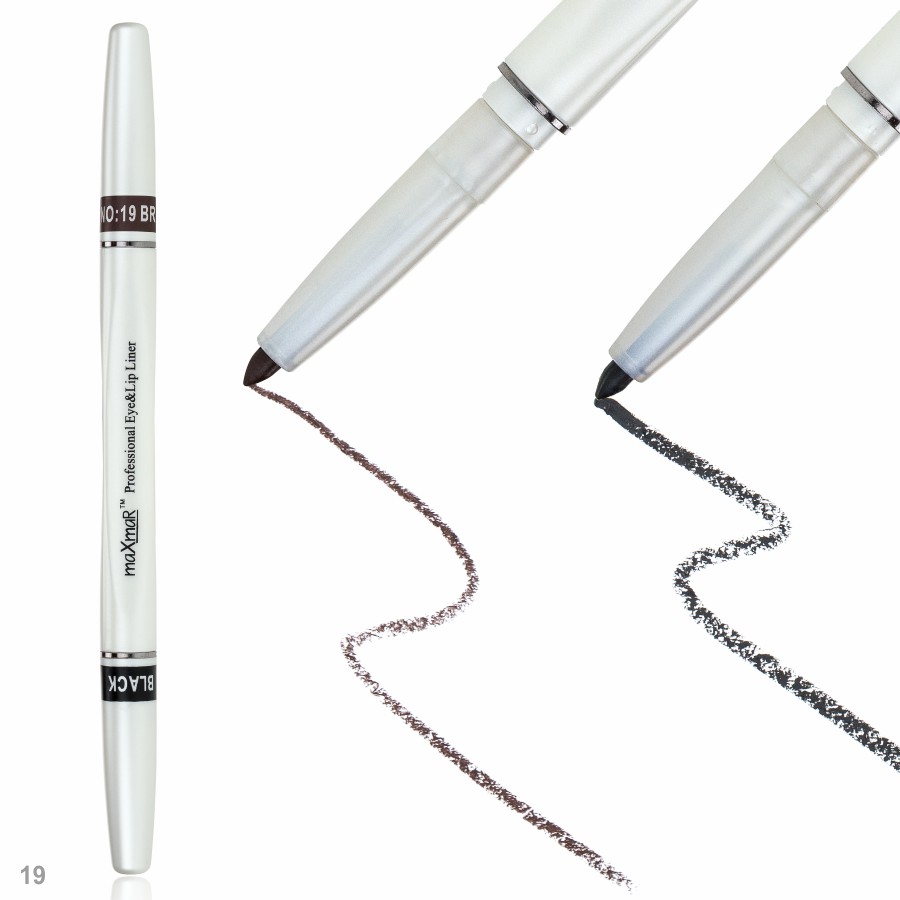 Фото Карандаши для глаз и губ maXmaR Двухсторонний механический контурный карандаш для век art 005 № 19 Black+Brown