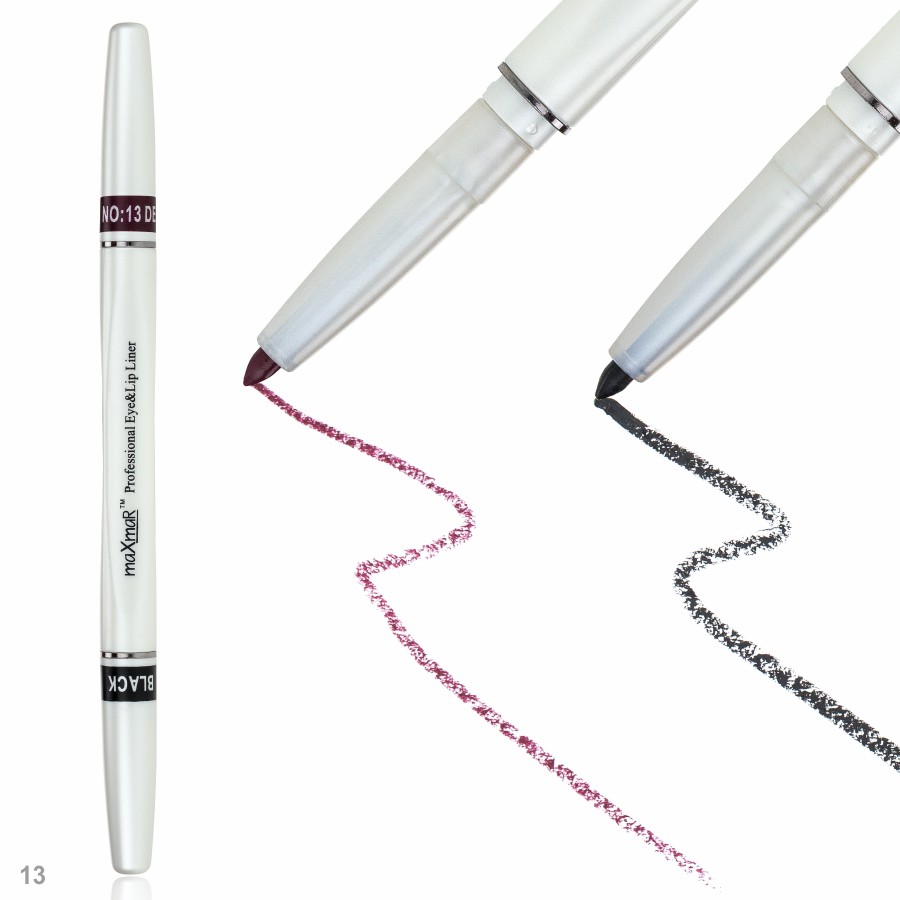 Фото Карандаши для глаз и губ maXmaR Двухсторонний механический контурный карандаш для губ art 005 № 13 Black+Deep purple