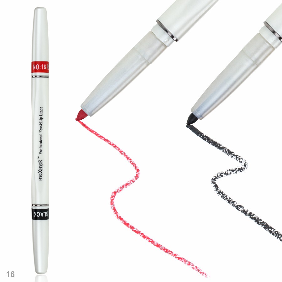 Фото Карандаши для глаз и губ maXmaR Двухсторонний механический контурный карандаш для губ art 005 № 16 Black+Red