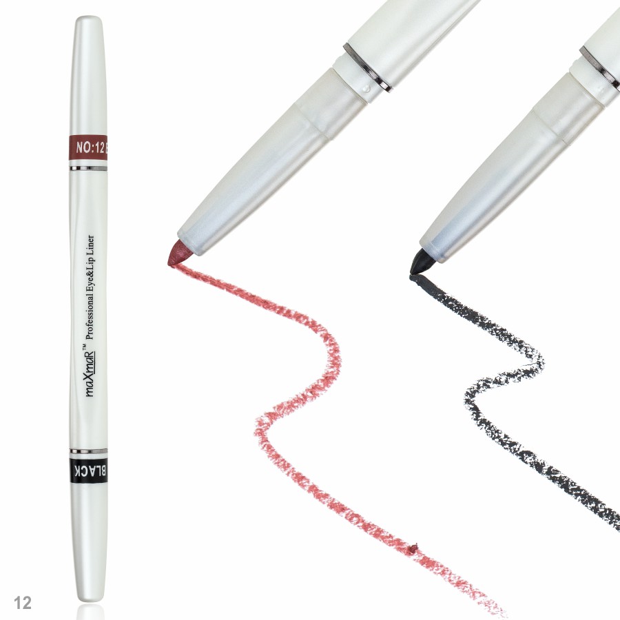 Фото Карандаши для глаз и губ maXmaR Двухсторонний механический контурный карандаш для губ art 005 № 12 Black+Brick red
