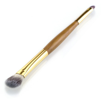 Фото MB-277 Двойная кисть для нанесения и растушевки теней и консилеров с деревянной ручкой (уп.12шт) 